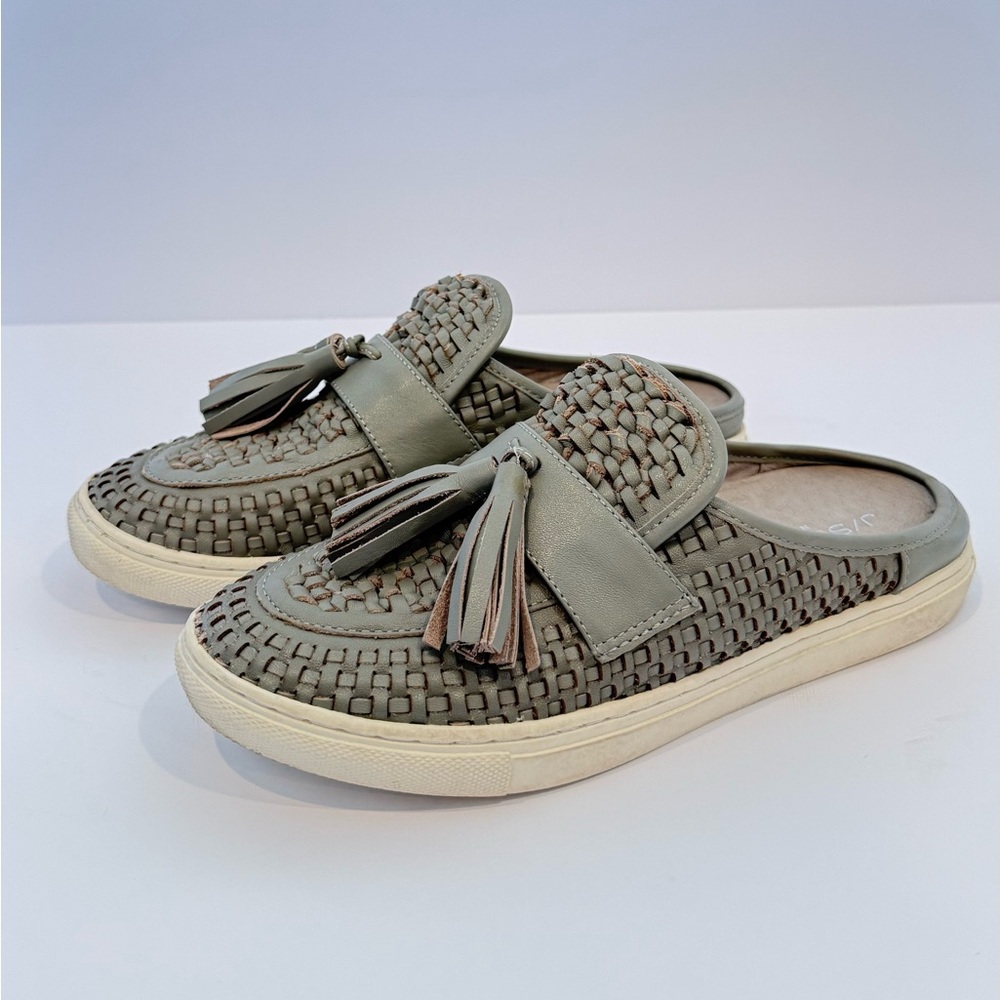 J Slides Gray Woven Tassel Loafers